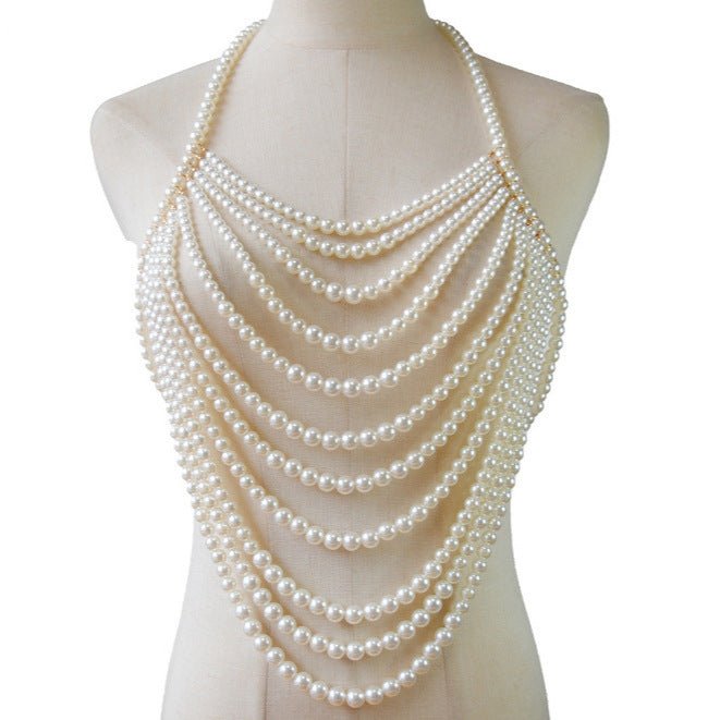 Sexy Breast Body Chain Pearl Bra Bikini Pearl Chain Body Jewelry -Body Jewelry- Melted Glam LLC