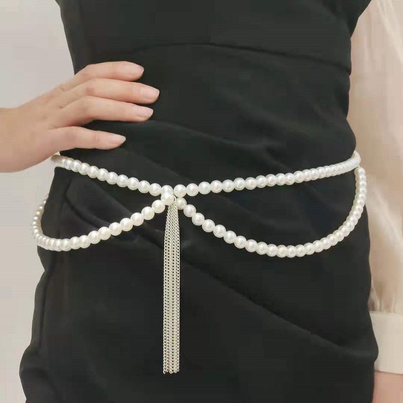 Pearls Body Chain Panties Tassel Bikini Waist Belt Belly Chain -Body Jewelry- Melted Glam LLC
