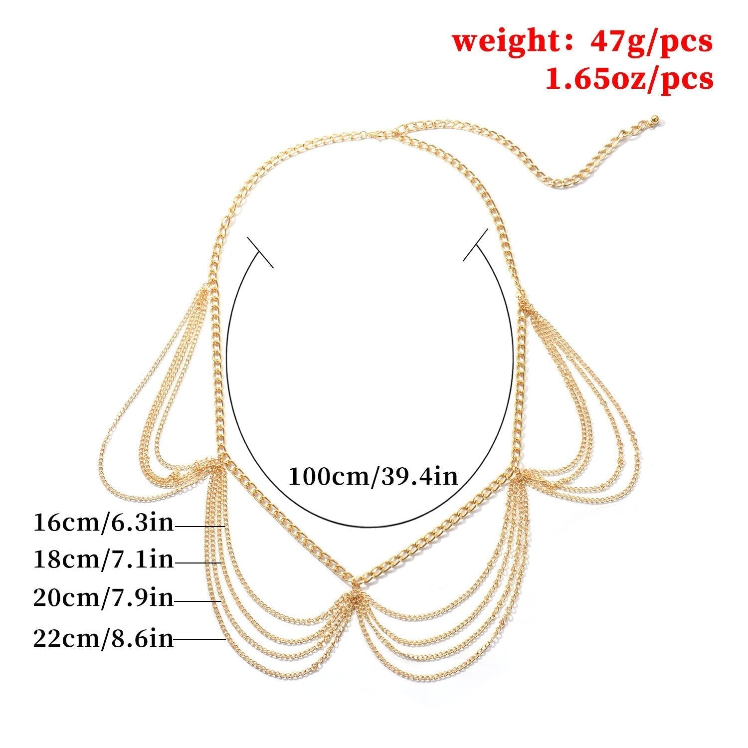Sexy Beach Bikini Thin Belly Chain Simple Geometric Exaggerated Fringe Waist Chain Jewelry -Body Jewelry- Melted Glam LLC