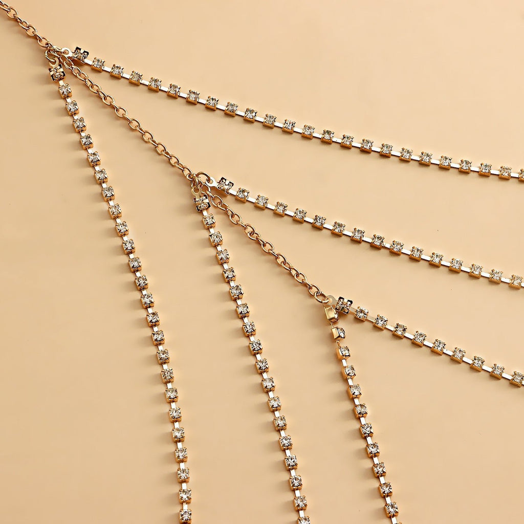 Bohemia Simple Gold Multi Layer Rhinestone Leg Chain -Body Jewelry- Melted Glam LLC