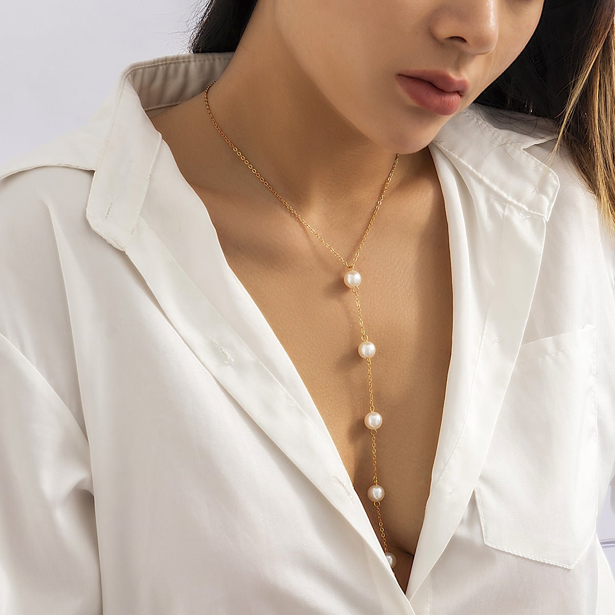 Sexy Chest Chain Bikini Pearl Necklace -necklace- Melted Glam LLC