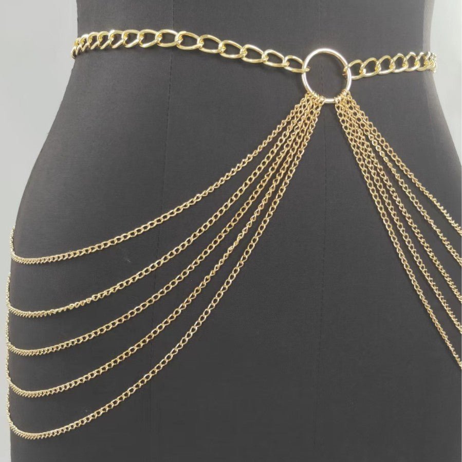 Sexy Beach Bikini Thin Belly Chain Simple Geometric Exaggerated Fringe Waist Chain -Body Jewelry- Melted Glam LLC