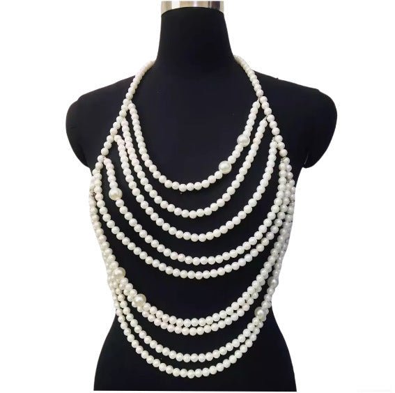 Pearl Shoulder Chain Shell Necklace Bikini Bra Chain -Body Jewelry- Melted Glam LLC