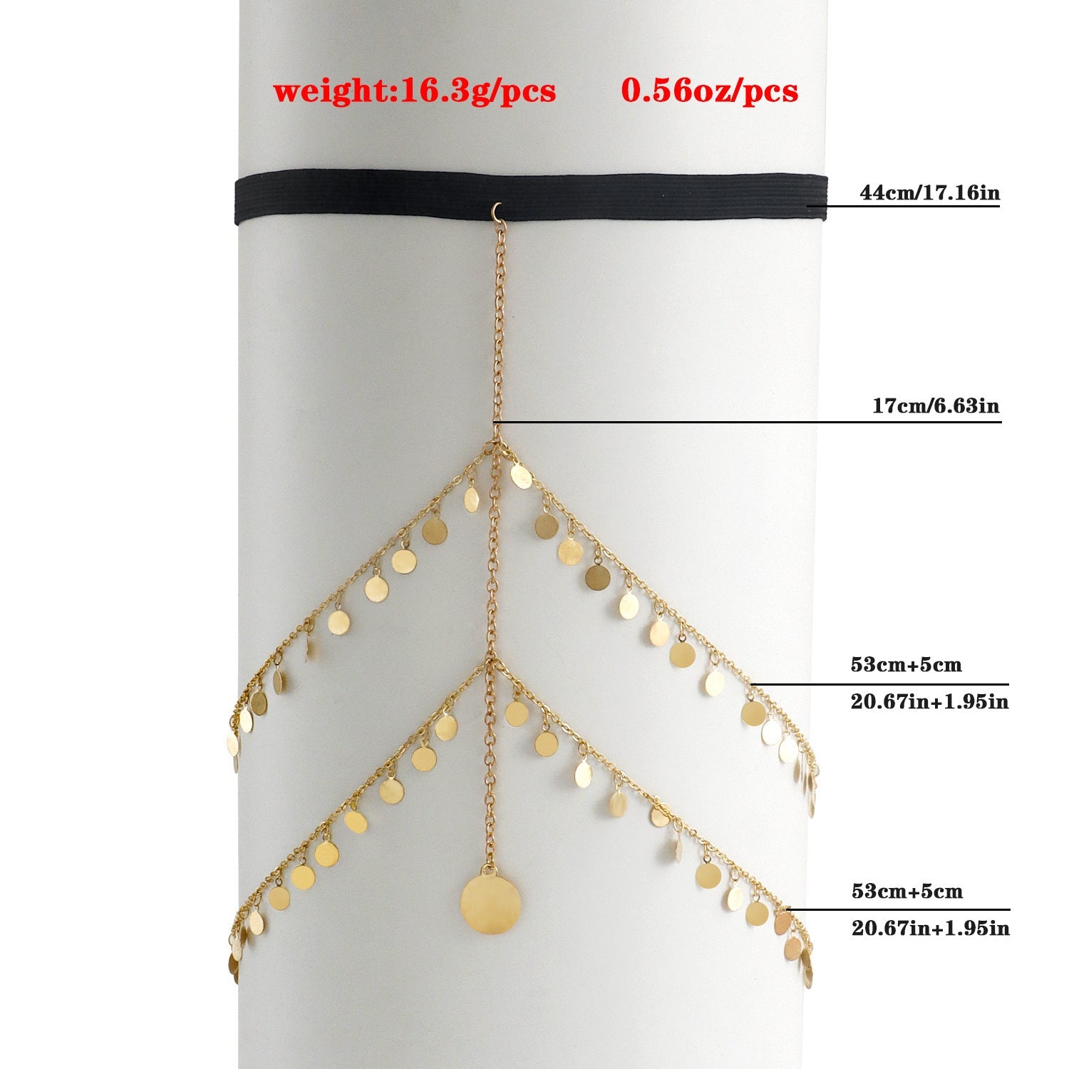 Double Layer Disc Chains Elastic Bandage Thigh Chain -Body Jewelry- Melted Glam LLC