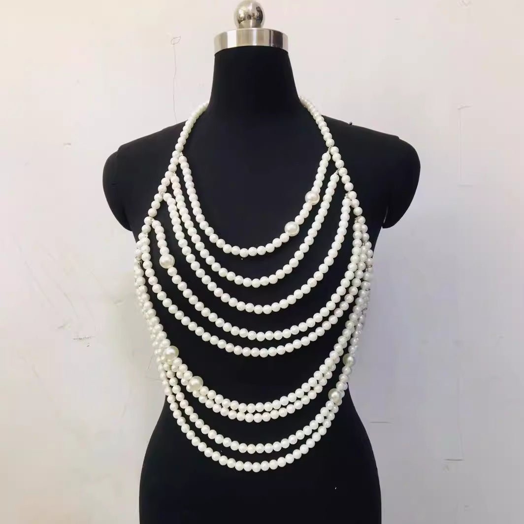 Pearl Shoulder Chain Shell Necklace Bikini Bra Chain -Body Jewelry- Melted Glam LLC