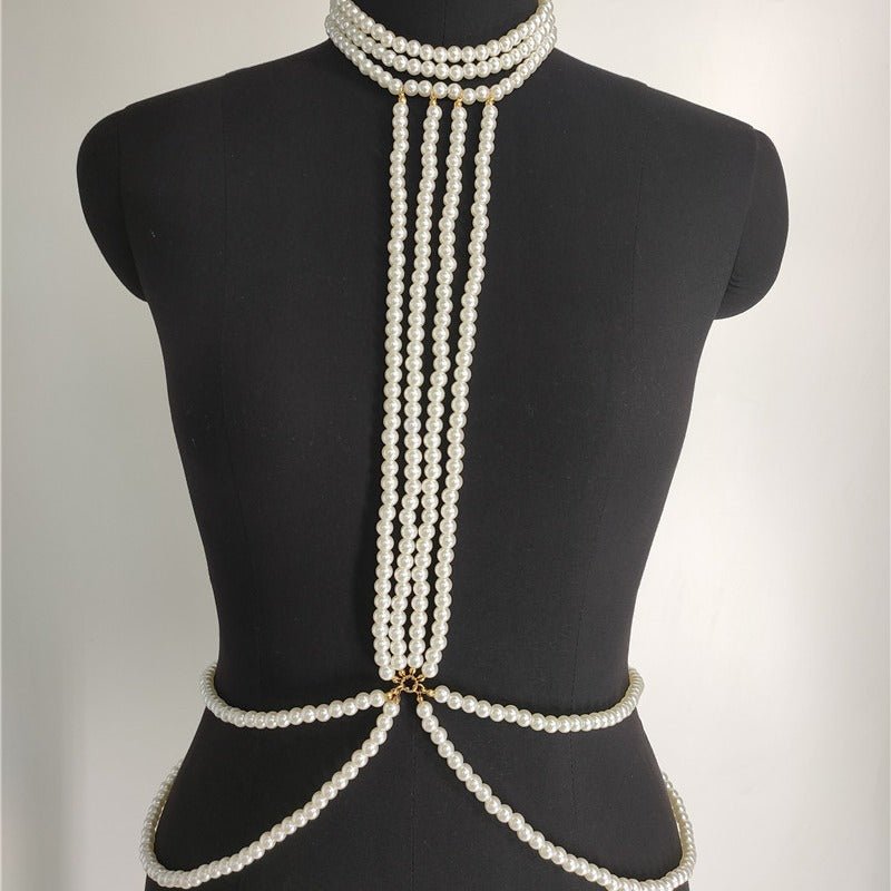 Sexy Bikini Pearl Chest Chain -Body Jewelry- Melted Glam LLC