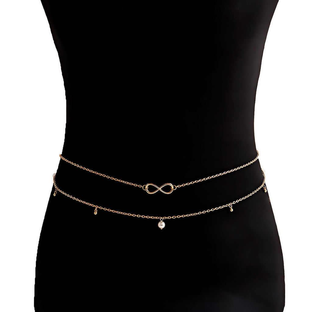 Sexy Double Layers Bikini Body Chain Beach Pearl Belly Chain -Body Jewelry- Melted Glam LLC