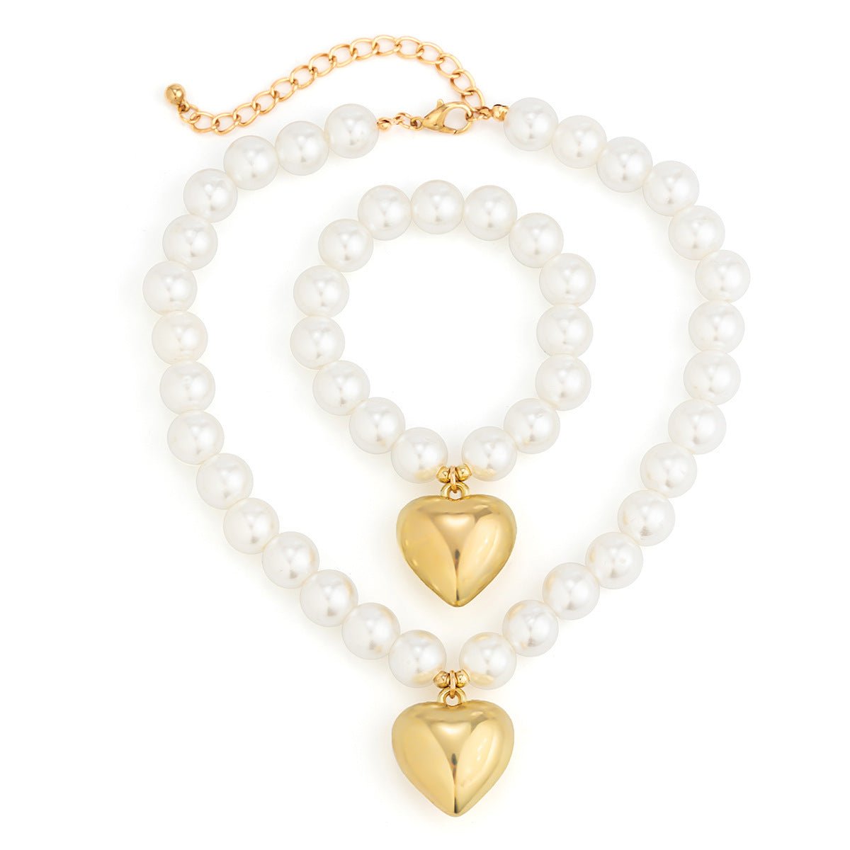 Pearl Beaded love Pendant Bracelet Necklace Set -Jewelry Set- Melted Glam LLC