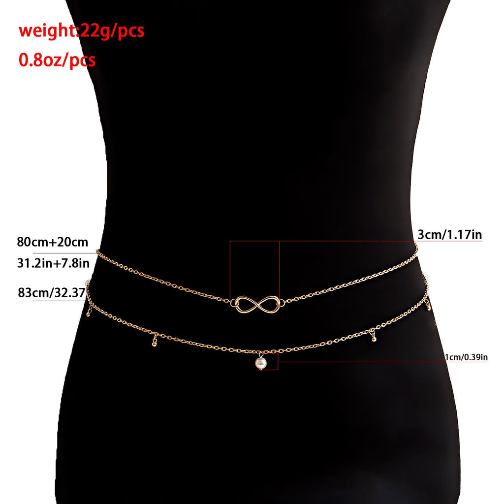 Sexy Double Layers Bikini Body Chain Beach Pearl Belly Chain -Body Jewelry- Melted Glam LLC