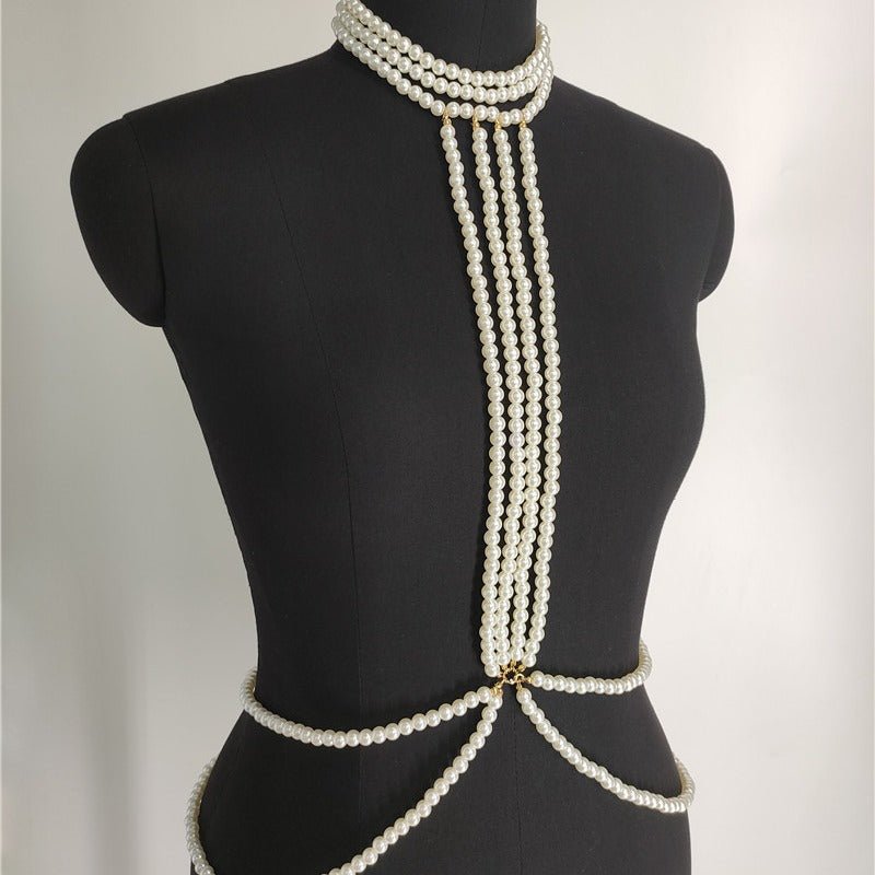 Sexy Bikini Pearl Chest Chain -Body Jewelry- Melted Glam LLC