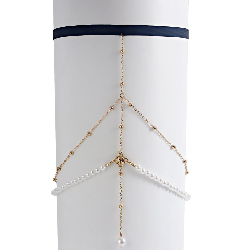 Multi-Layer Pearl Chain Leg Chain -Body Jewelry- Melted Glam LLC