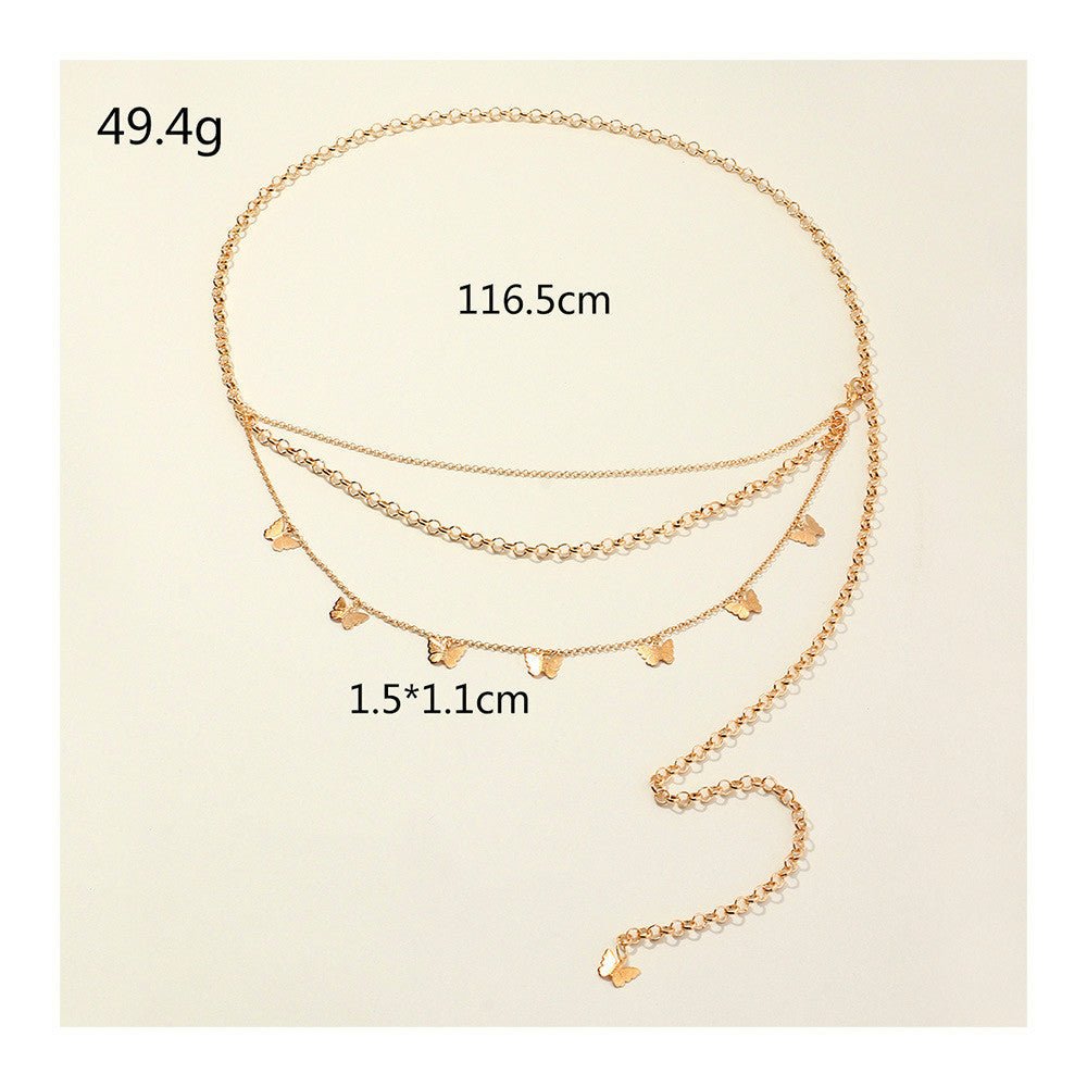 Multi Layer Belly Body Chain Bikini Metal butterfly Body Waist Chain -Body Jewelry- Melted Glam LLC