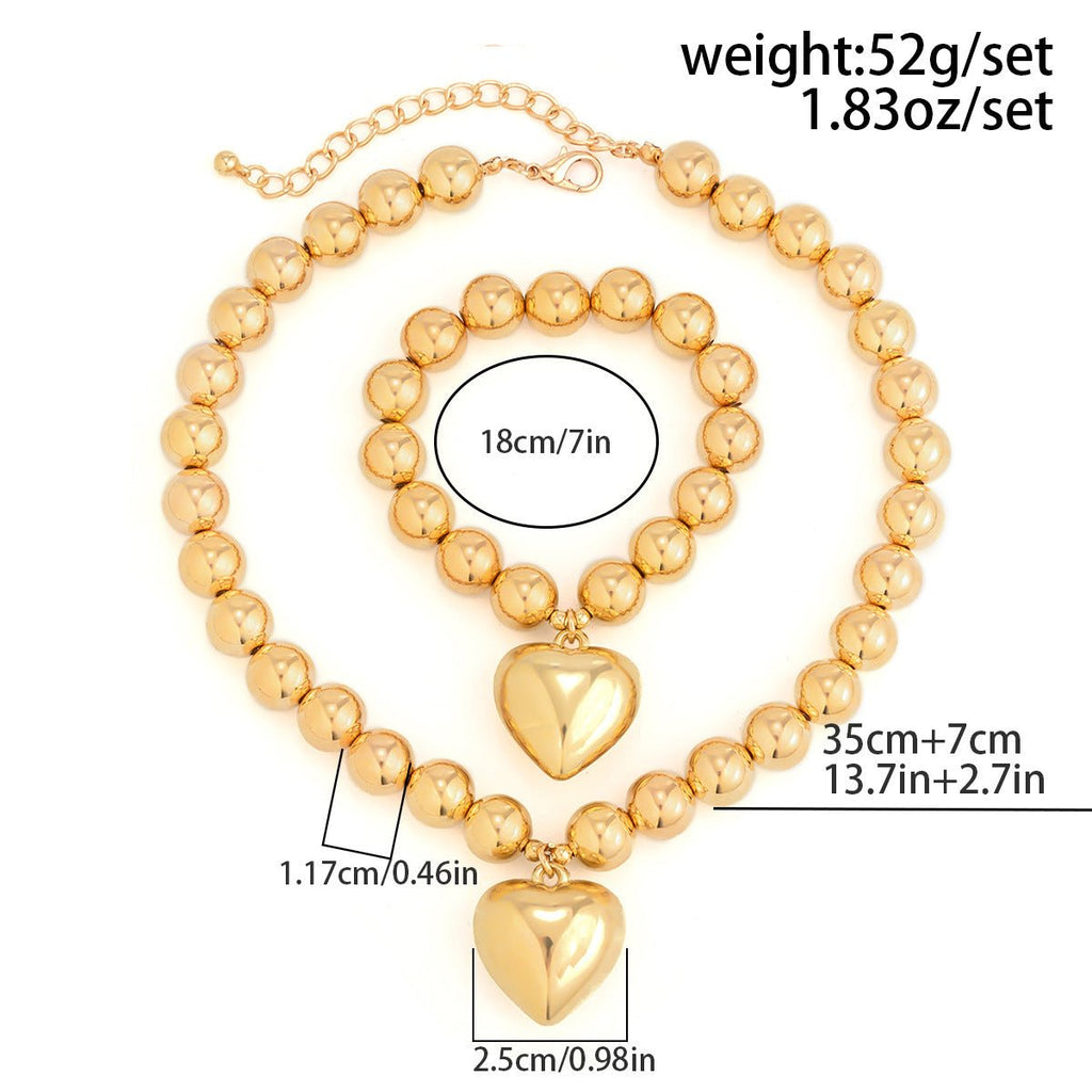 Pearl Beaded love Pendant Bracelet Necklace Set -Jewelry Set- Melted Glam LLC
