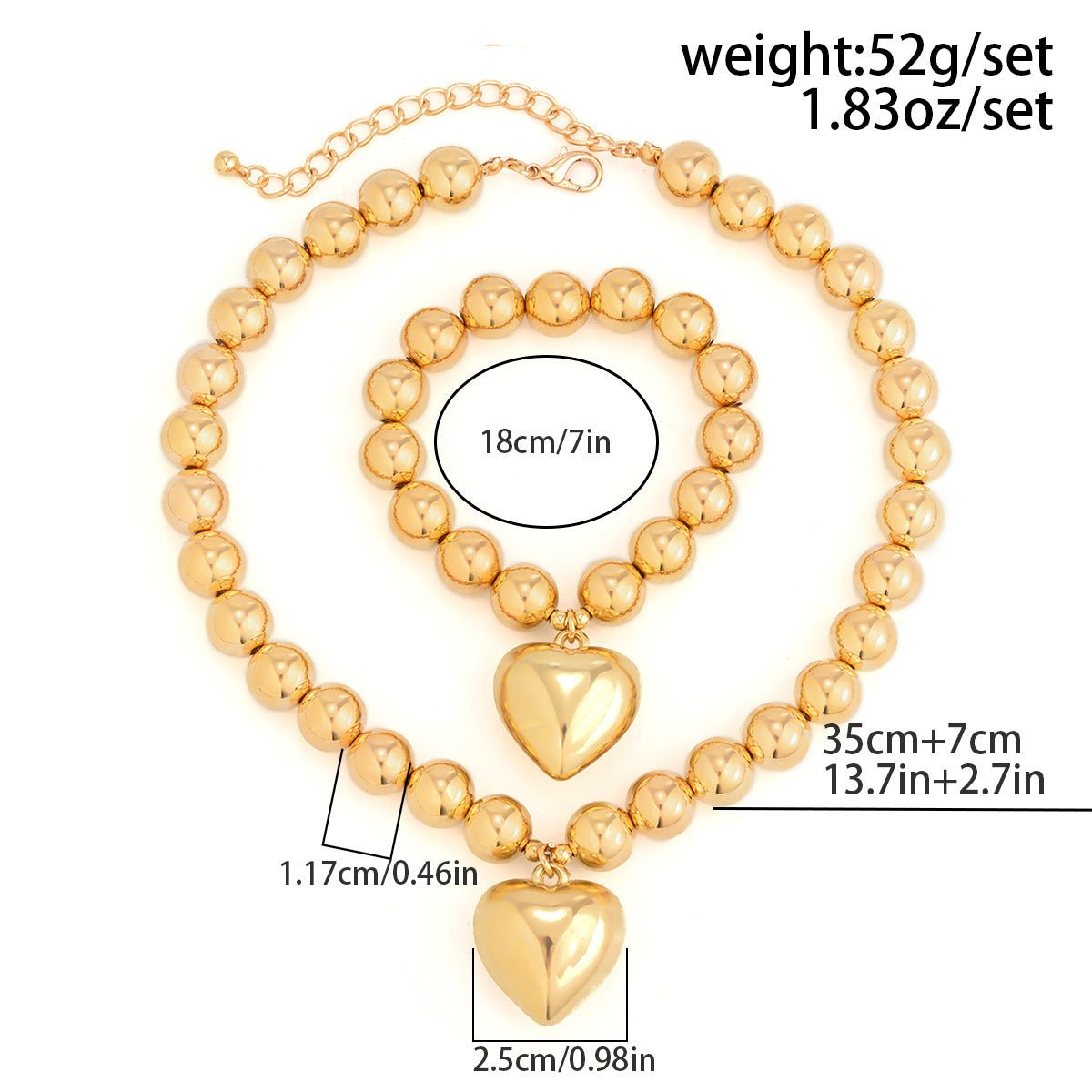 Pearl Beaded love Pendant Bracelet Necklace Set -Jewelry Set- Melted Glam LLC