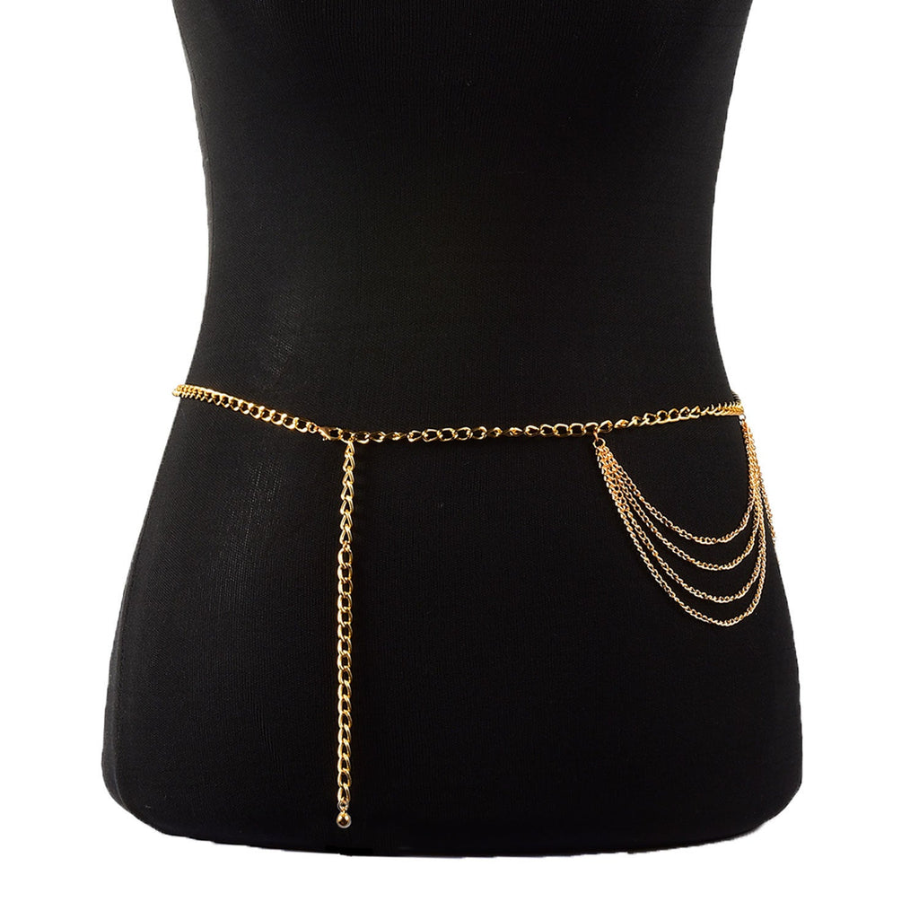 Sexy Beach Bikini Thin Belly Chain Simple Geometric Exaggerated Fringe Waist Chain Jewelry -Body Jewelry- Melted Glam LLC