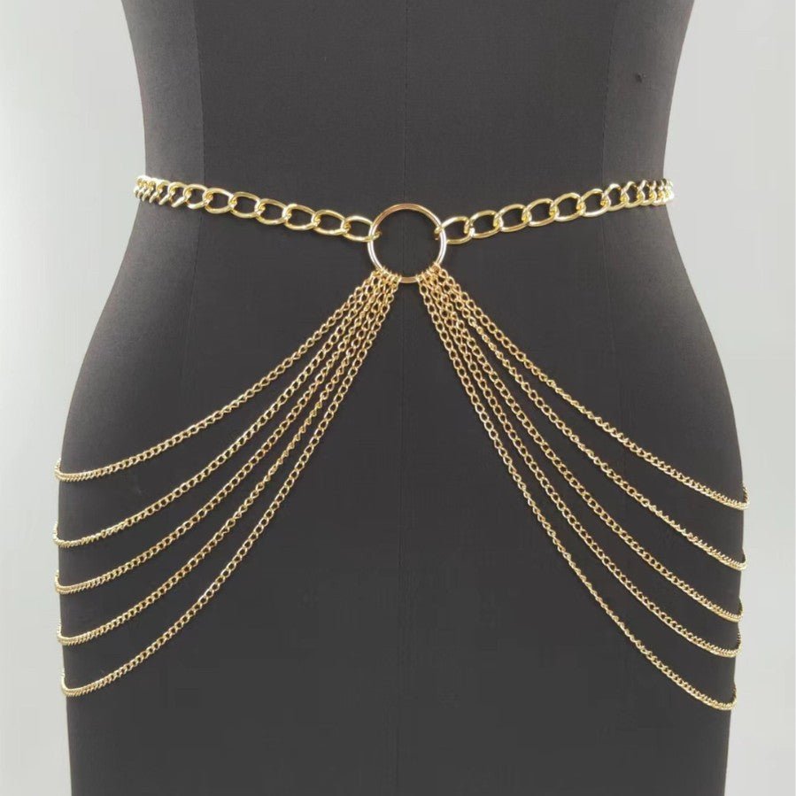 Sexy Beach Bikini Thin Belly Chain Simple Geometric Exaggerated Fringe Waist Chain -Body Jewelry- Melted Glam LLC