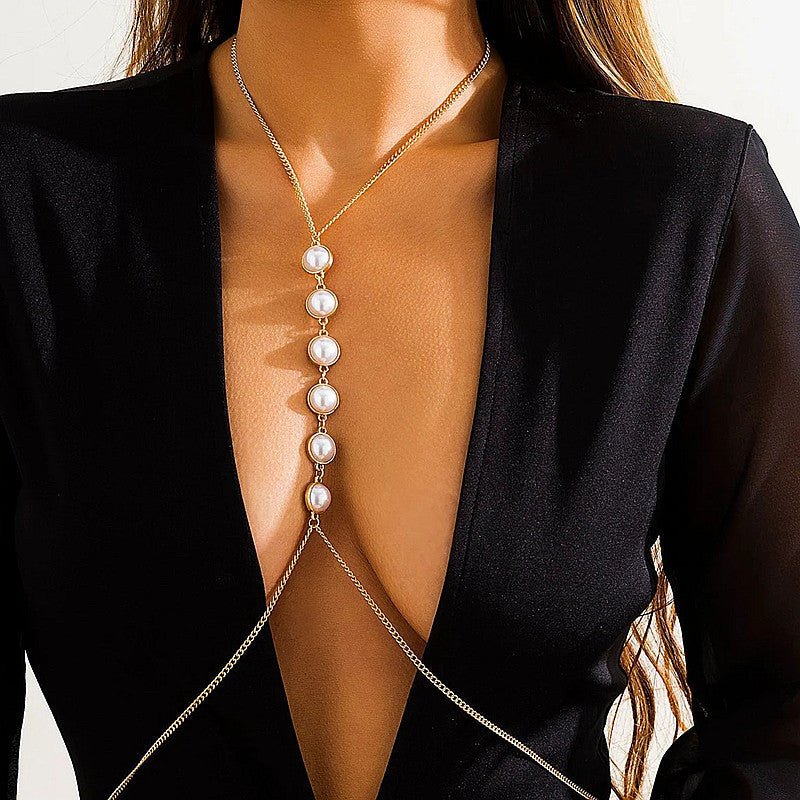 Sexy Body Chain Pearl Layered Bra Chain Women Fashion Bikini Jewelry -Body Jewelry- Melted Glam LLC