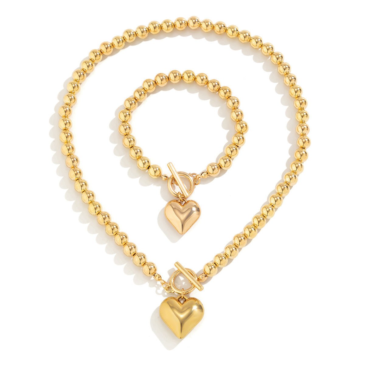 Pearl Beaded love Pendant Bracelet Necklace Set -Jewelry Set- Melted Glam LLC