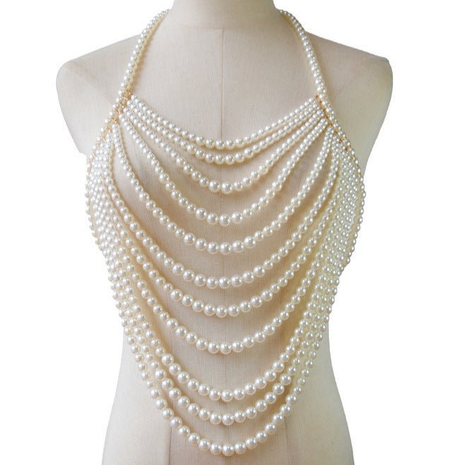 Sexy Breast Body Chain Pearl Bra Bikini Pearl Chain Body Jewelry -Body Jewelry- Melted Glam LLC