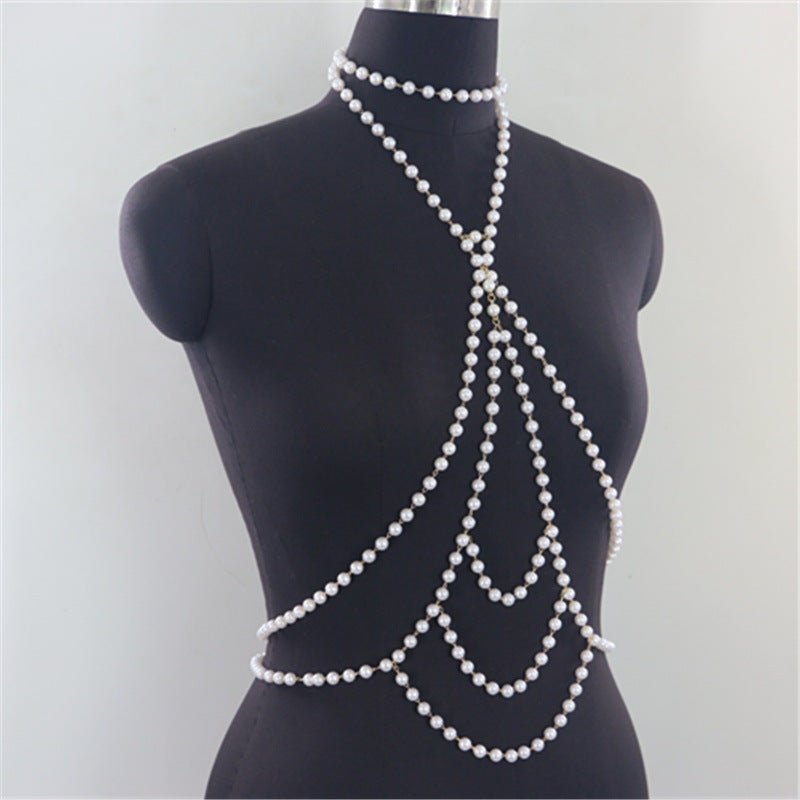 Women Sexy Body Chain Pearl Chain Beach Bikini -Body Jewelry- Melted Glam LLC