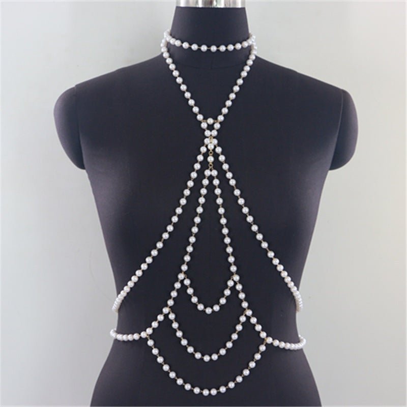 Women Sexy Body Chain Pearl Chain Beach Bikini -Body Jewelry- Melted Glam LLC