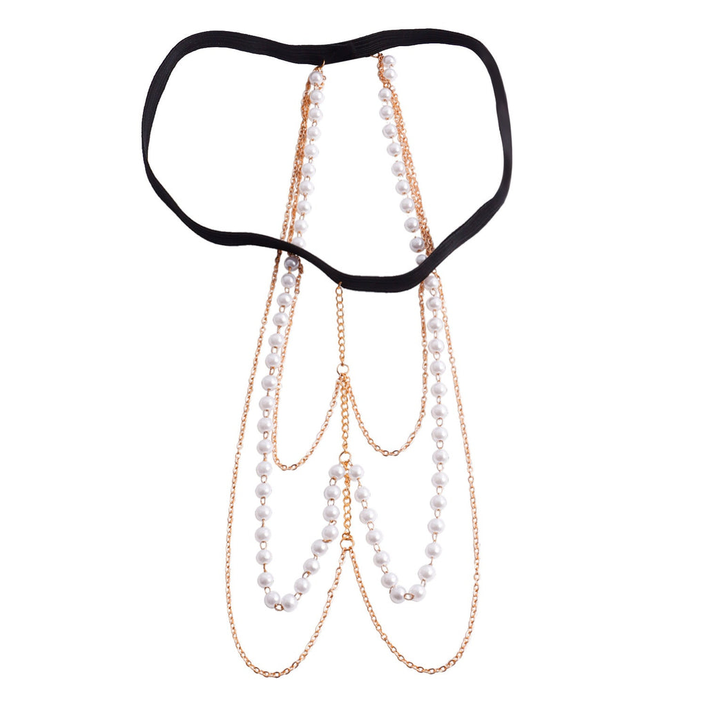 Sexy Beach Body Chain Nightclub Party Multi-layer Pearl Leg Chain -Body Jewelry- Melted Glam LLC