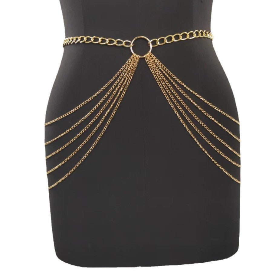 Sexy Beach Bikini Thin Belly Chain Simple Geometric Exaggerated Fringe Waist Chain -Body Jewelry- Melted Glam LLC