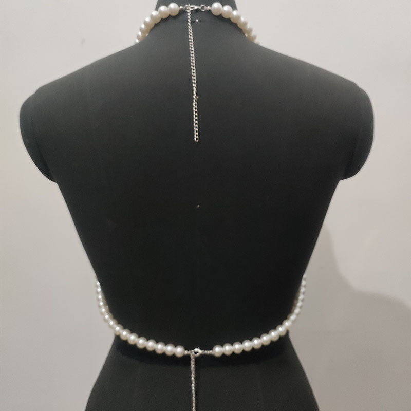 Pearl Necklace Sexy Beach Bikini Chest Chains -Body Jewelry- Melted Glam LLC