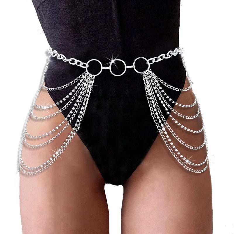 Multi-Layer Waist Chain Rhinestone Tassel Sexy Bikini Chain -Body Jewelry- Melted Glam LLC