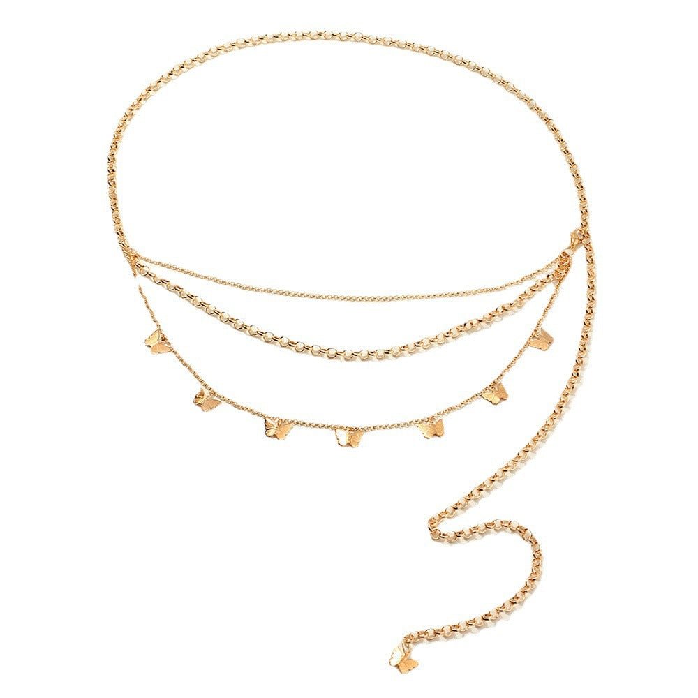 Multi Layer Belly Body Chain Bikini Metal butterfly Body Waist Chain -Body Jewelry- Melted Glam LLC