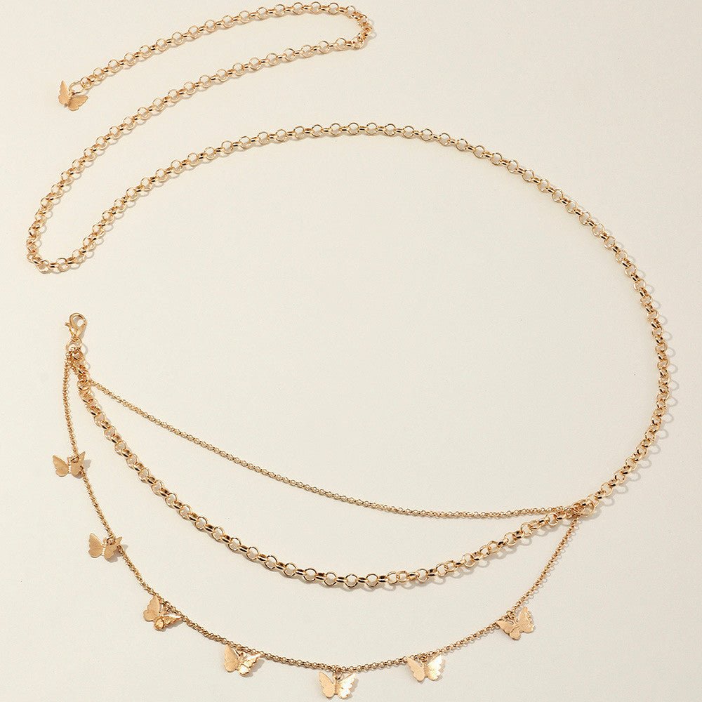 Multi Layer Belly Body Chain Bikini Metal butterfly Body Waist Chain -Body Jewelry- Melted Glam LLC