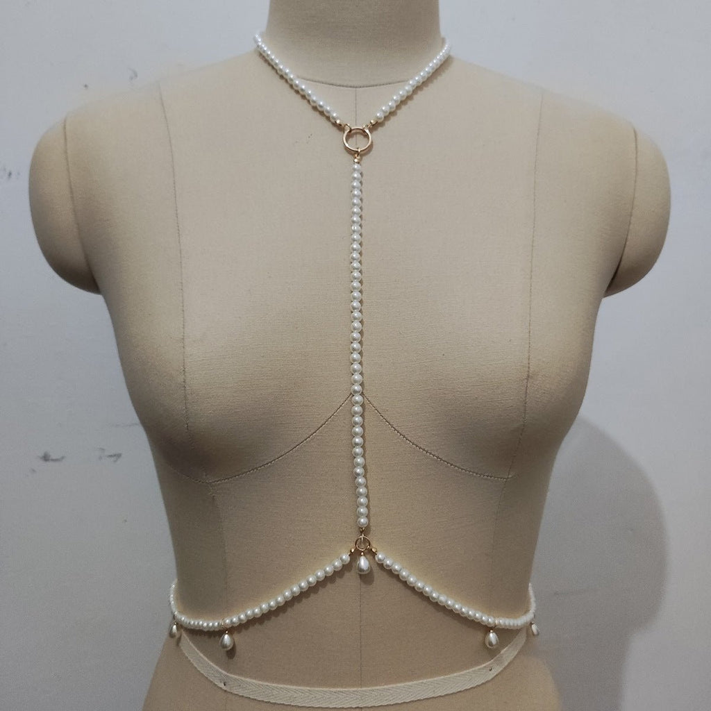Sexy Bikini Pearl Breast Chain for Girls -Body Jewelry- Melted Glam LLC
