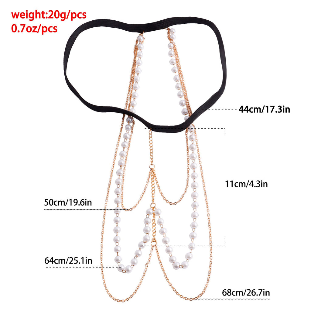 Sexy Beach Body Chain Nightclub Party Multi-layer Pearl Leg Chain -Body Jewelry- Melted Glam LLC