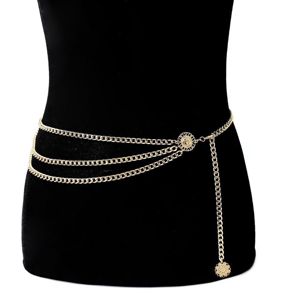 Layered Hollowed-Out Coin Belly Chain Bikini Belt Chain Gold Coin Tassels Waist Body Jewelry -Body Jewelry- Melted Glam LLC