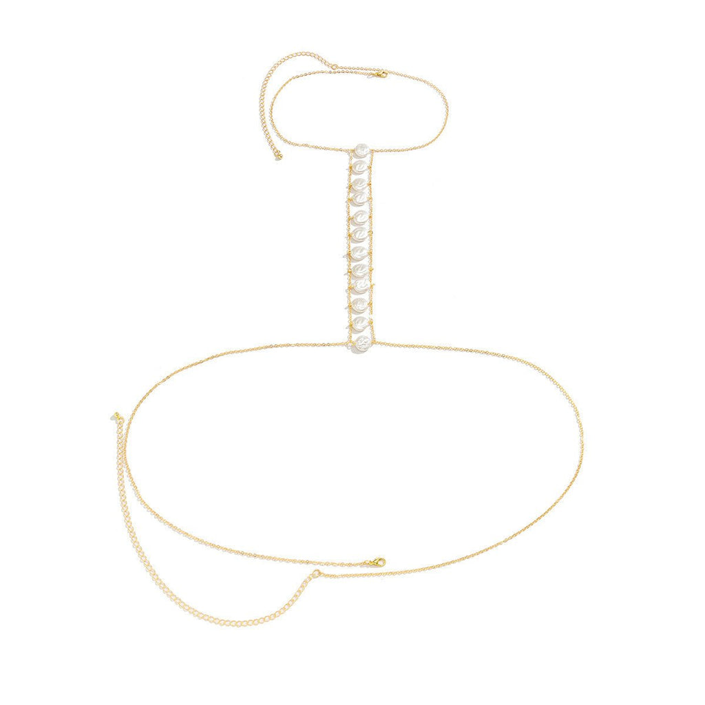 Sexy Pearl Chest Bikini Chain Fashion Jewelry Body Chain -Body Jewelry- Melted Glam LLC