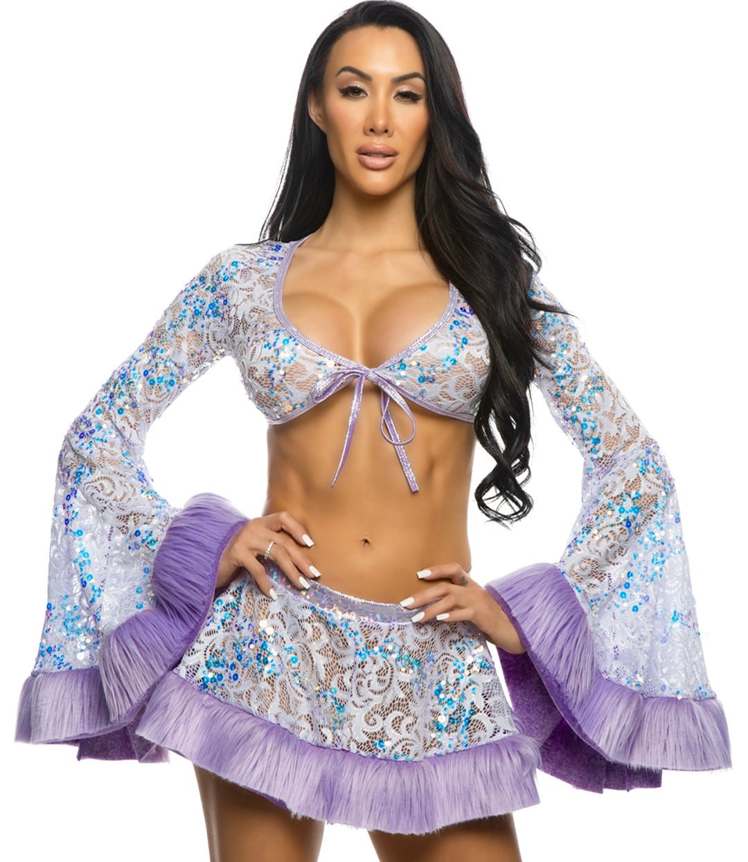 Sequin Faux Fur Trimmed Skirt -Volume 11- Melted Glam LLC