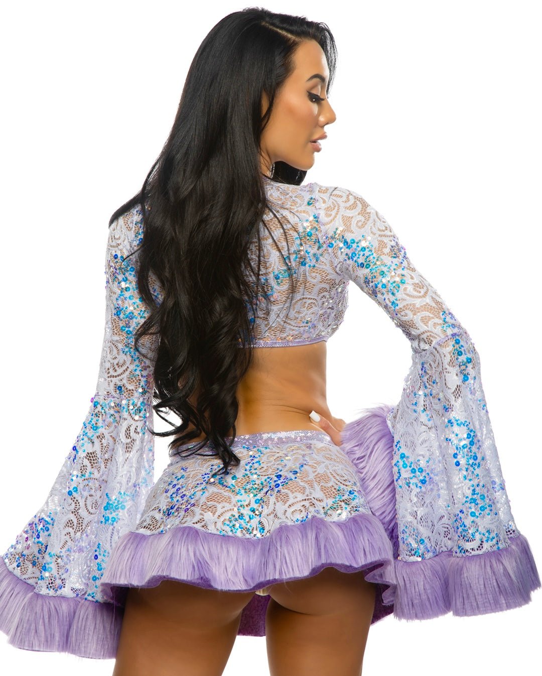 Sequin Faux Fur Trimmed Skirt -Volume 11- Melted Glam LLC