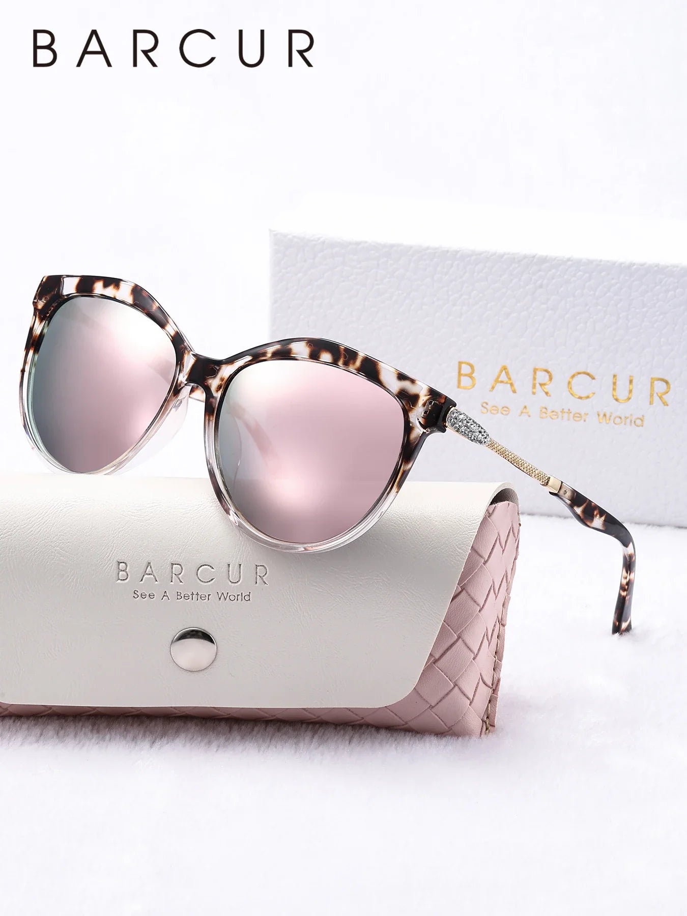 BARCUR Polarized Trendy Cat Eye Sunglasses for Women – Ultra Lightweight Round Frame Fashion Sunglasses with UV400 Mirror TAC Lens – Multiple Color Options for Summer Parties Travel & Daily Wear – Elegant Gift Box Packaging -ST1NC2405BW- Melted Glam LLC
