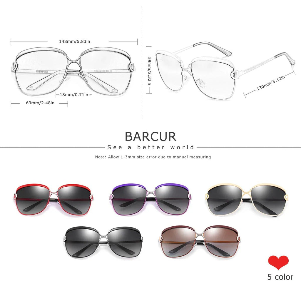 BARCUR Sunglasses Women’s Fashion Polarized Metal Frame Sunglasses UV400 Protection Multi-Color Options Trendy Square Sunglasses with Exquisite White Gift Box for Summer Parties Travel & Outdoor Events -sunglasses- Melted Glam LLC