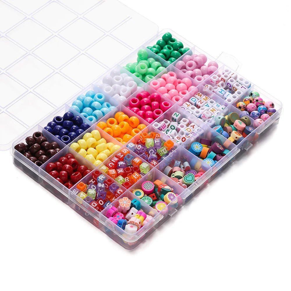 680PCS Colorful Acrylic Pony Beads & Square Letter Clay Spacer Beads – DIY Bracelet & Necklace Jewelry Making Kit - Melted Glam LLC