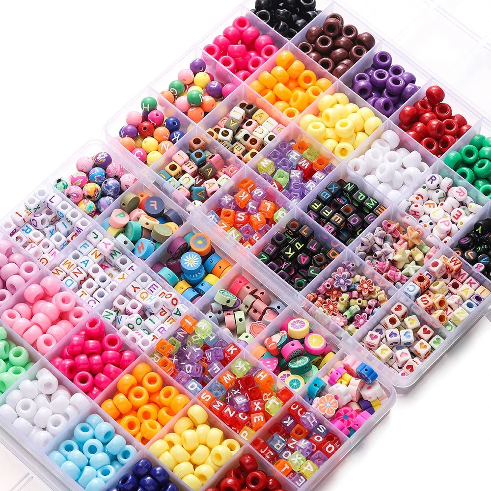 680PCS Colorful Acrylic Pony Beads & Square Letter Clay Spacer Beads – DIY Bracelet & Necklace Jewelry Making Kit - Melted Glam LLC