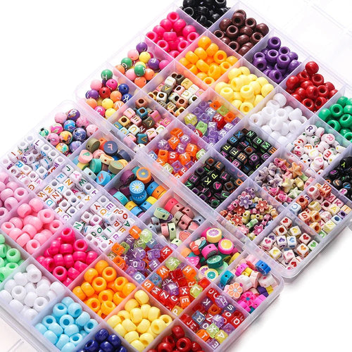 680PCS Colorful Acrylic Pony Beads & Square Letter Clay Spacer Beads – DIY Bracelet & Necklace Jewelry Making Kit - Melted Glam LLC