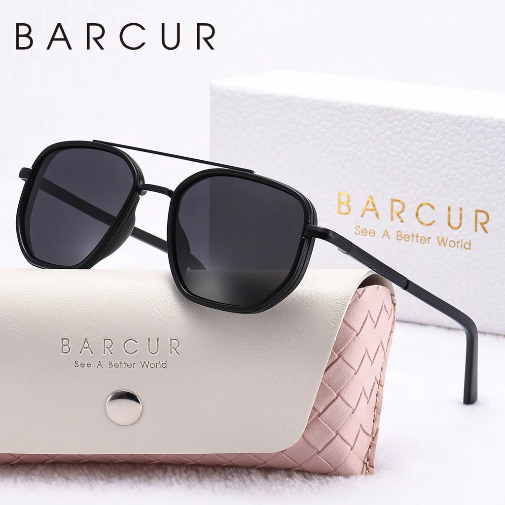 BARCUR Fashionable Trendy Polarized Sunglasses Polygon Frame with Delicate Thickened Striped Design – TAC Lens UV400 Protection for Driving and Outdoor Activities Women’s Fashion Sunglasses for Summer -sunglasses- Melted Glam LLC