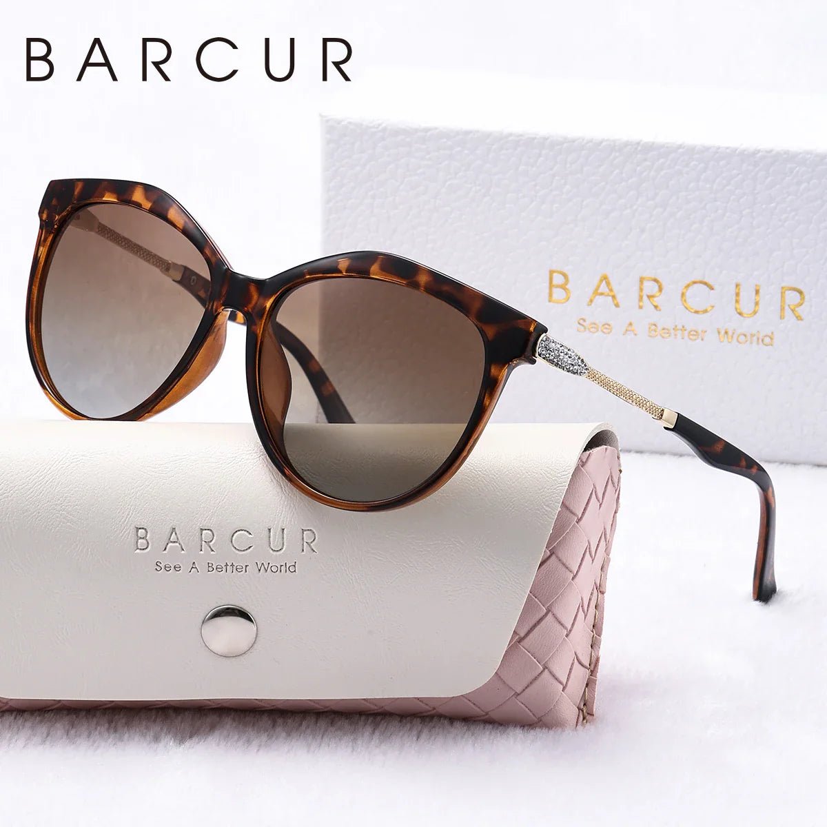 BARCUR Polarized Trendy Cat Eye Sunglasses for Women – Ultra Lightweight Round Frame Fashion Sunglasses with UV400 Mirror TAC Lens – Multiple Color Options for Summer Parties Travel & Daily Wear – Elegant Gift Box Packaging -ST1NC2405BW- Melted Glam LLC