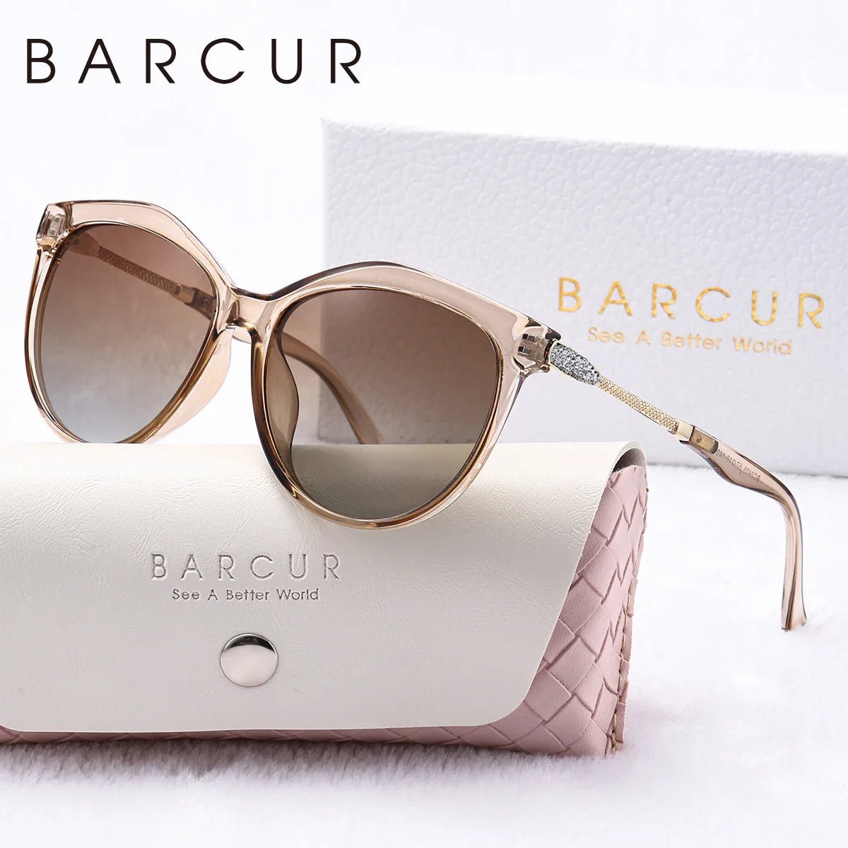 BARCUR Polarized Trendy Cat Eye Sunglasses for Women – Ultra Lightweight Round Frame Fashion Sunglasses with UV400 Mirror TAC Lens – Multiple Color Options for Summer Parties Travel & Daily Wear – Elegant Gift Box Packaging -ST1NC2405BW- Melted Glam LLC