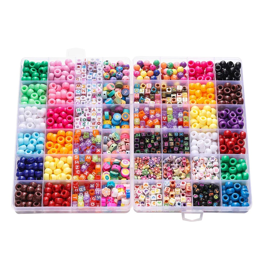 680PCS Colorful Acrylic Pony Beads & Square Letter Clay Spacer Beads – DIY Bracelet & Necklace Jewelry Making Kit - Melted Glam LLC
