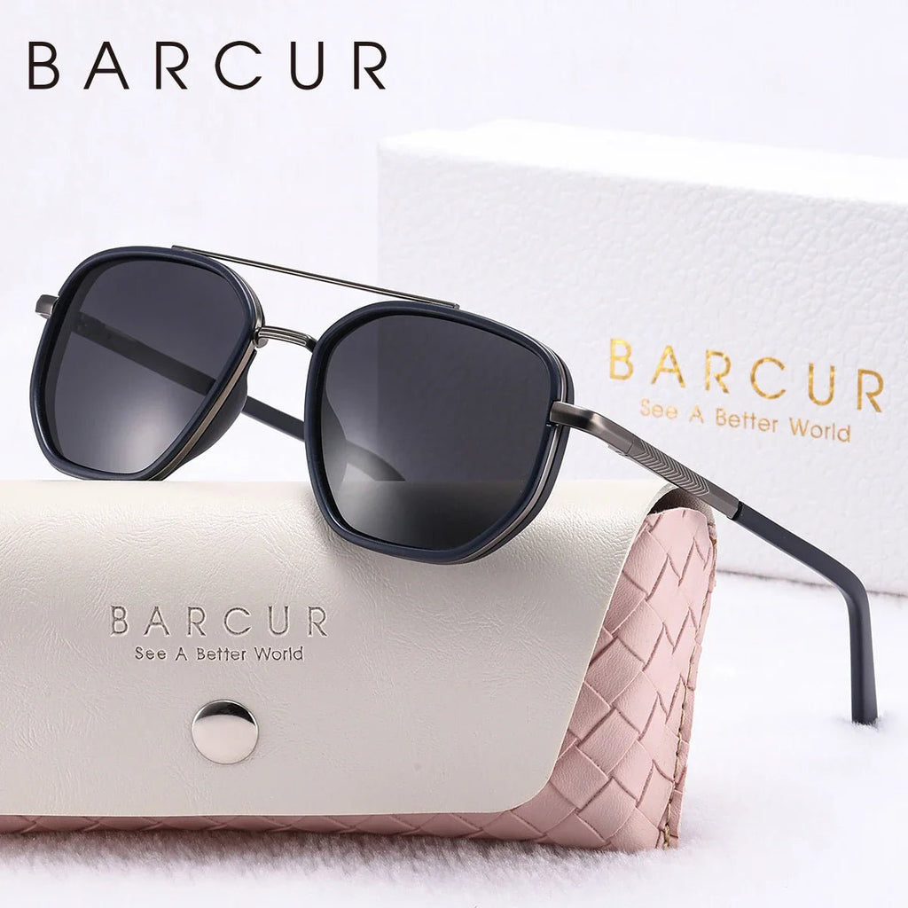 BARCUR Fashionable Trendy Polarized Sunglasses Polygon Frame with Delicate Thickened Striped Design – TAC Lens UV400 Protection for Driving and Outdoor Activities Women’s Fashion Sunglasses for Summer -sunglasses- Melted Glam LLC