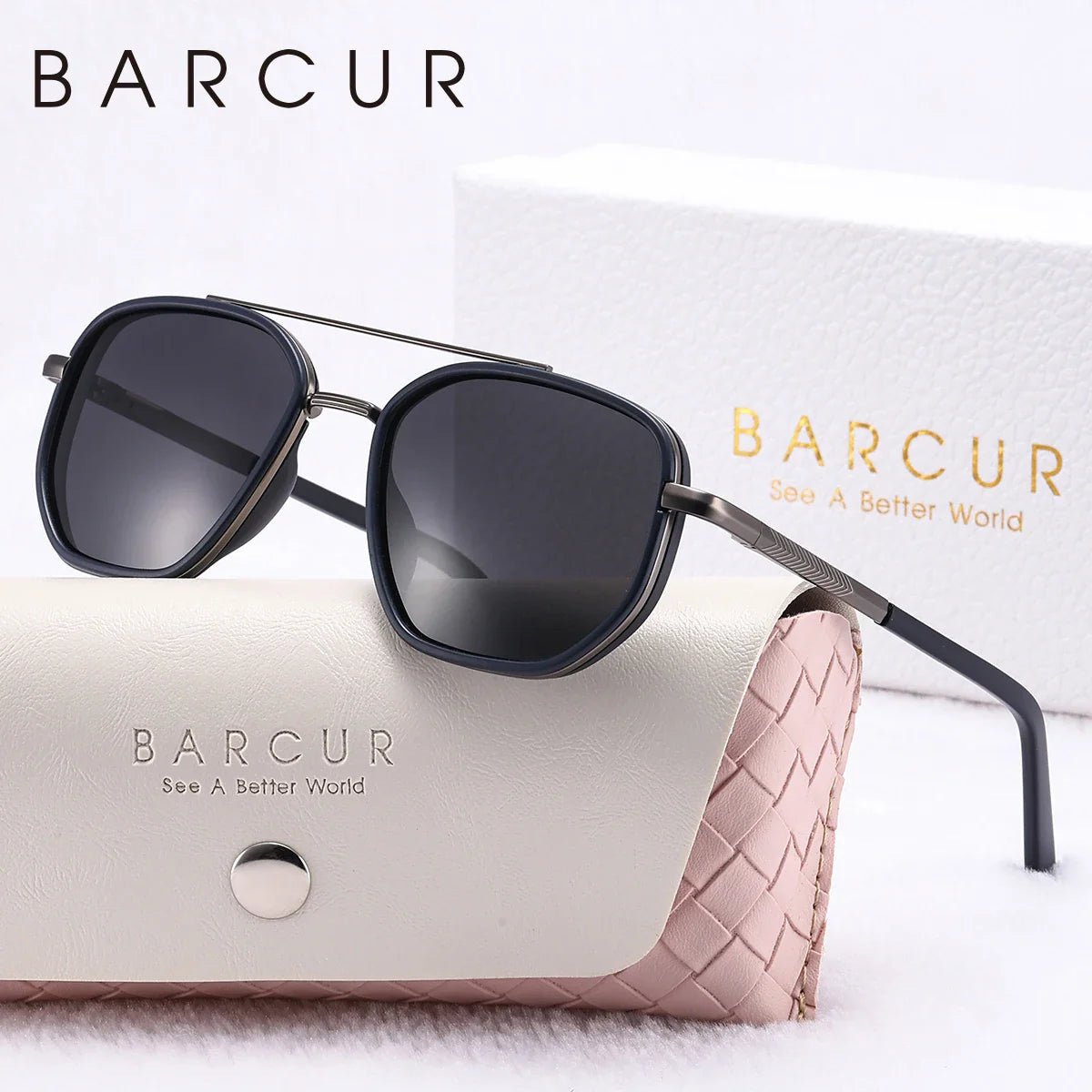 BARCUR Fashionable Trendy Polarized Sunglasses Polygon Frame with Delicate Thickened Striped Design – TAC Lens UV400 Protection for Driving and Outdoor Activities Women’s Fashion Sunglasses for Summer -sunglasses- Melted Glam LLC