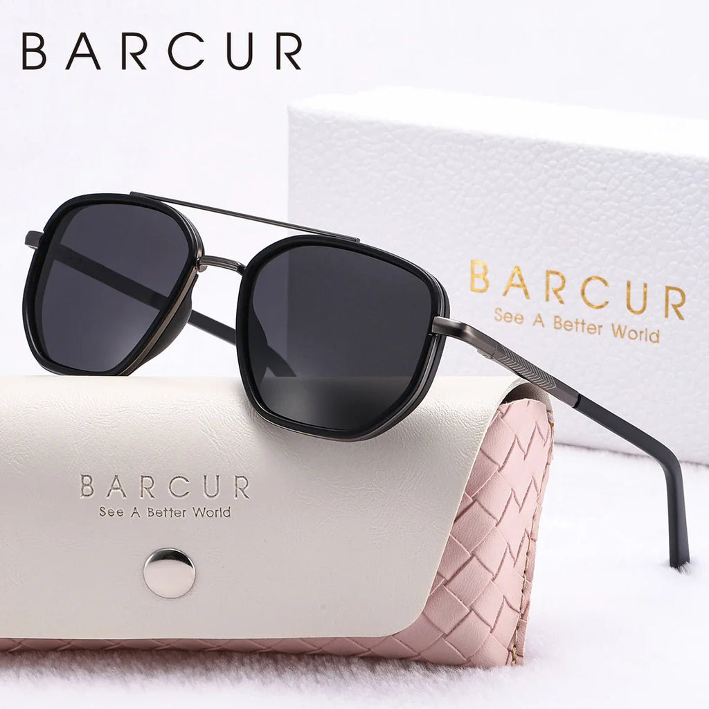 BARCUR Fashionable Trendy Polarized Sunglasses Polygon Frame with Delicate Thickened Striped Design – TAC Lens UV400 Protection for Driving and Outdoor Activities Women’s Fashion Sunglasses for Summer -sunglasses- Melted Glam LLC