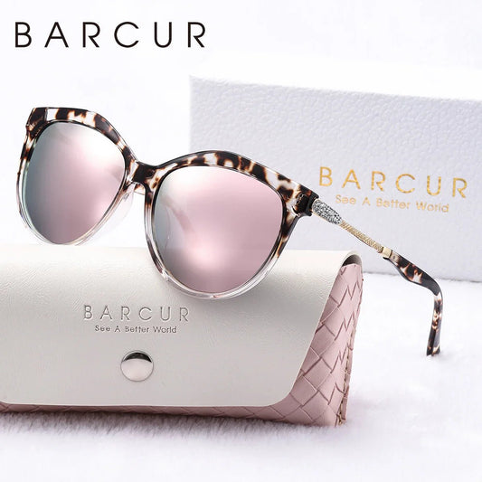 BARCUR Polarized Trendy Cat Eye Sunglasses for Women – Ultra Lightweight Round Frame Fashion Sunglasses with UV400 Mirror TAC Lens – Multiple Color Options for Summer Parties Travel & Daily Wear – Elegant Gift Box Packaging -ST1NC2405BW- Melted Glam LLC